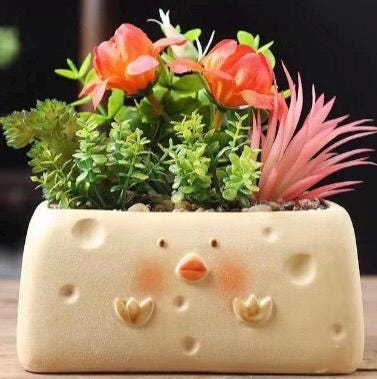 Smiley Chicken Ceramics 3 Different Sizes and shapes.